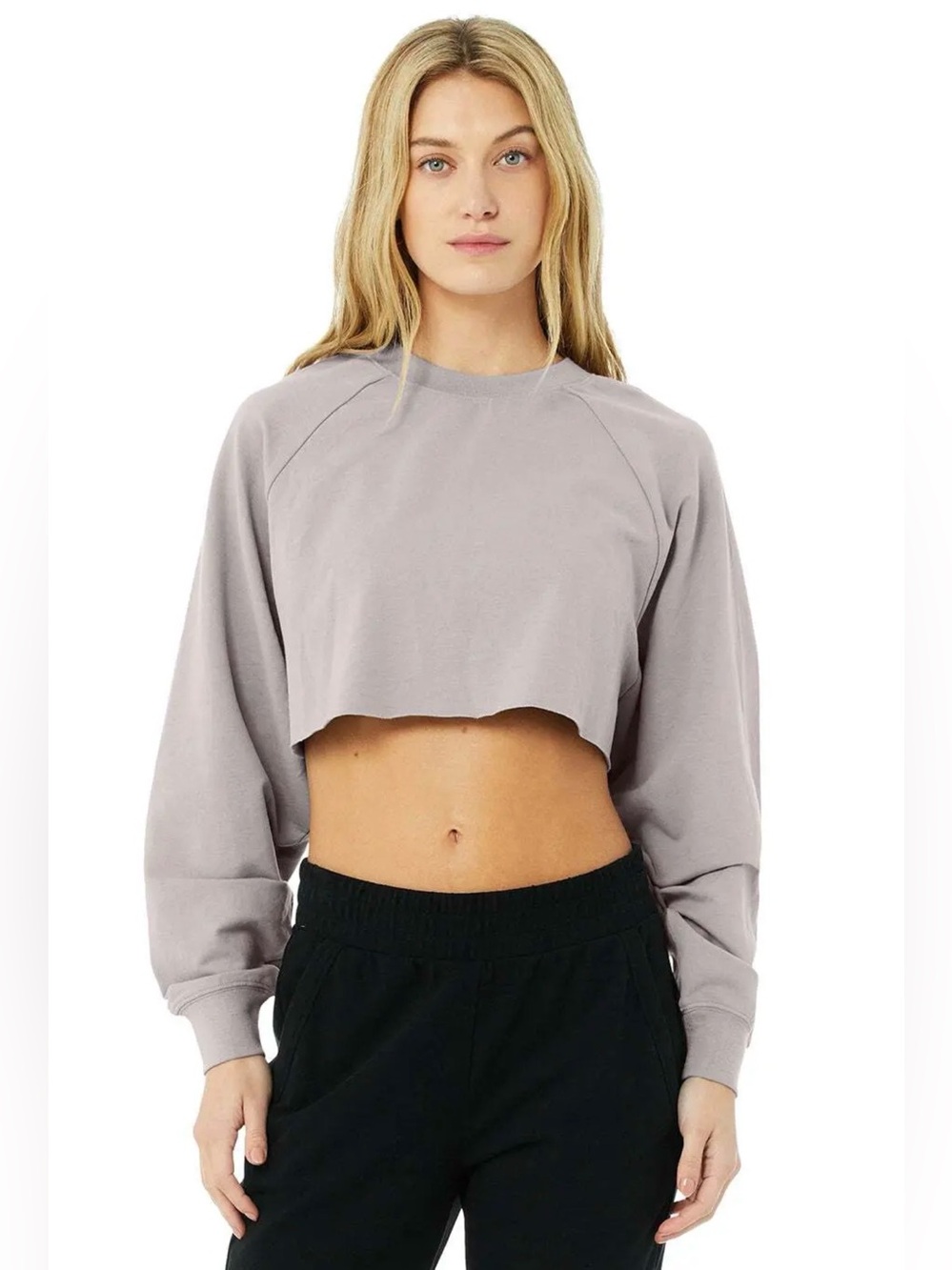 ALO Yoga Double Take Pullover Top Sweatshirt Crop Lavender Size Medium